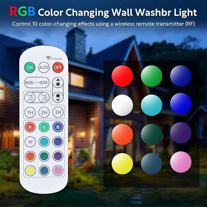 RGB Outdoor Wall Washer Light, 4FT 72W Dimmable LED Wall Washer Lights, 120V IP67 Waterproof Led Light Bar for Outdoor, with 2 Remote, Plug-in (1 Pack)