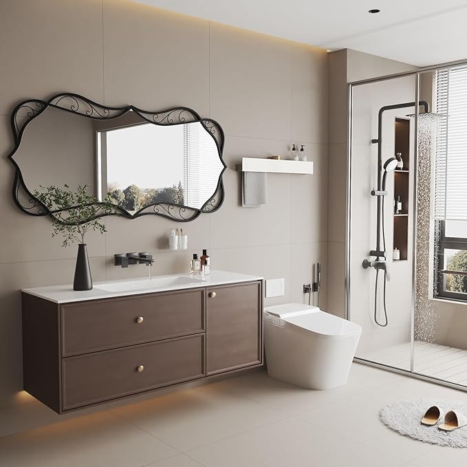 Bathroom Black Wall Mirror: 30"x60" Modern Large Mirror for Wall - Vertical or Horizontal Hanging - Home Decor for Living Room/Entryway/Fireplace/Hallway