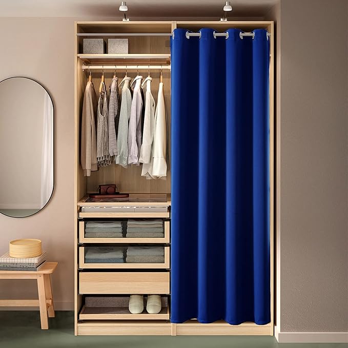 ChrisDowa Blackout Door Curtains for Doorway Privacy, Grommet Closet Curtains for bedroom closet door, Thermal Insulated Temporary Doorway Cover Room Divider Drapes (1 Panel, Royal Blue, 52 x 80 Inch)