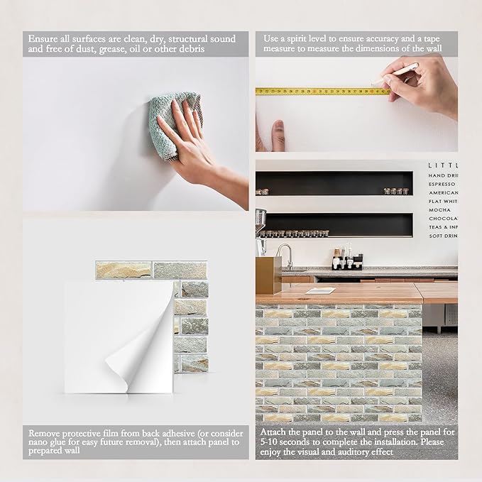 12Pack Acoustic Panels, Self-Adhesive 3D Brick Pattern Sound Proof Panels for Walls, Decorative Sound Dampening Wall Panels for Recording Studios, Offices, Home, 12"×12"×0.4", Stone