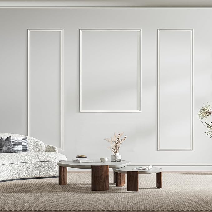 Art3dwallpanels Pre-Cut Wall Molding Set of 3 pcs, Ready-to-Assemble Wainscoting Panels for Interior Wall Décor Living Room Bedroom Accent Wall - Installed with Glue, 3 Frames