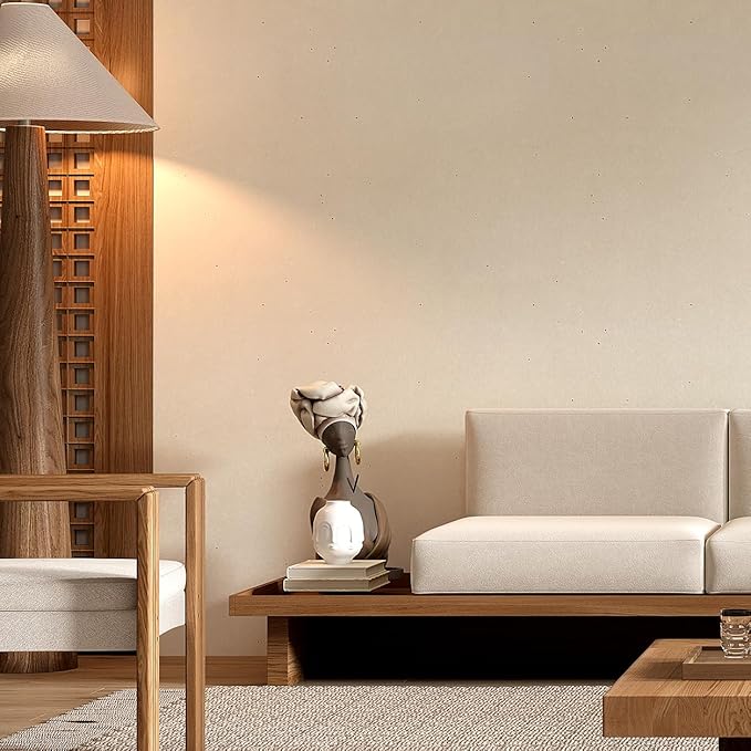 Matte White Grasscloth Textured Wallpaper Natural&Neutral&Handmade Style Thick Peel and Stick Removable for Bedroom,Office,Cabinet(16.5”x236.2”) (Less Herbaceous Coffee) M121