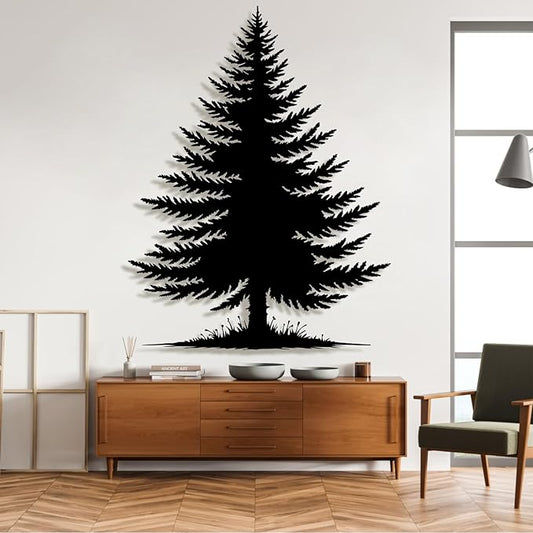 Metal Pine Tree Wall Art - Nature Decor, Christmas Pine Tree, Wall Hanging (Style 4, 19"H x 14"W / 47 x 36 cm)
