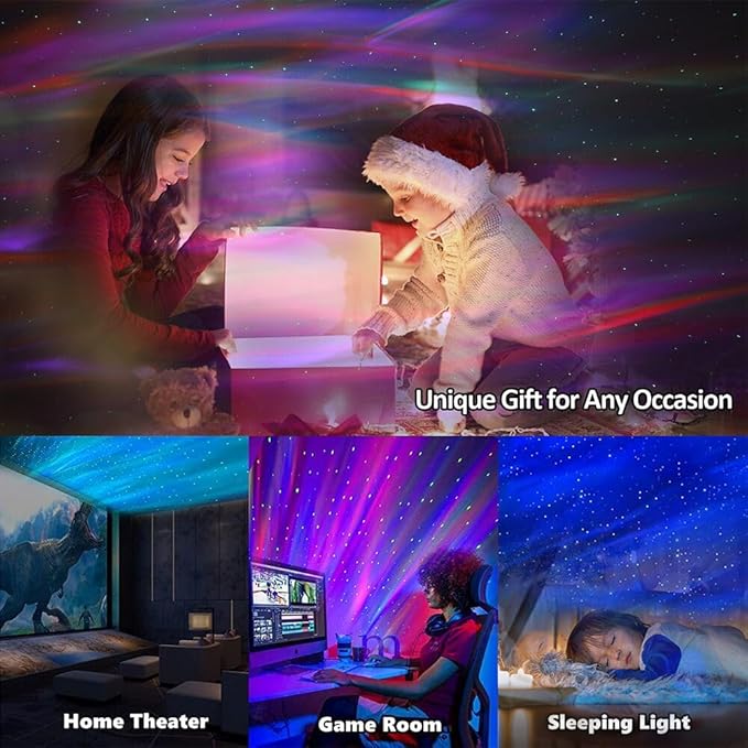Northern Lights Projector with 33 Effects, Bluetooth Speaker, White Noise, Star Projector for Bedroom, Ceiling Aurora Light Projector with Remote, Timer for Kids Adults