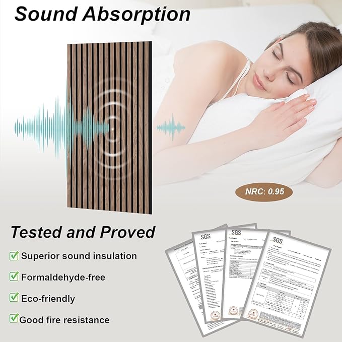 AKK-PANE Acoustic Folding Wood Slat Wall Panels, 94.5" x 23.6" 15.5ft² for Interior Wall Decor, Sound Absorbing Slat Wall Paneling, Fluted Wall Wood Panels for Stylish Spaces Noise Reduction(Walnut)