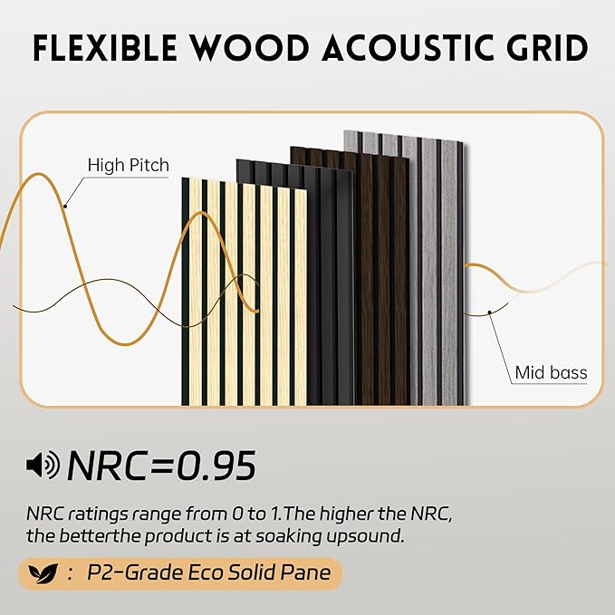 4 Pack Wood Panels for Wall, 47.2"×23.6" Wood Slat Acoustic Panels for Wall, Soundproof Panels, 3D Fluted Panels for Interior Decor (Oak)