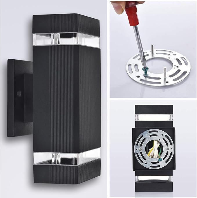 Mi.Light RF Remote Control RGB Colour Changing Lighting LED Double Up and Down Outdoor Wall Light,White Temperature 2700k- 6500k RGB+CCT Exterior Wall Lighting (3 Pack)