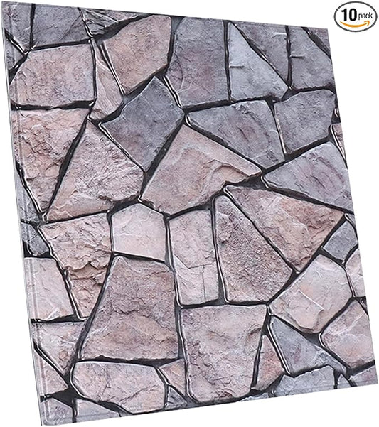 10 Pack 3D Wallpaper Peel and Stick,3D Self-Adhesive Wall Panel,Waterproof Self Adhesive Decorative Wall Panelsfor Interior Wall Decor,Living Room,TV Background,Study Room.