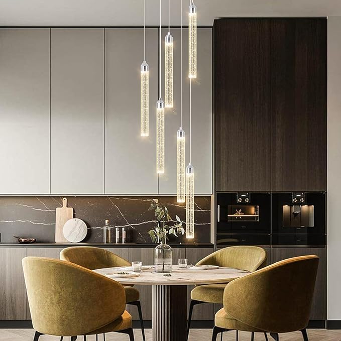 Modern Crystal Pendant Lights for Kitchen Island Mini Chandelier LED Dimmable Ceiling Handing Lighting for Dining Room Corridor 2700K 6000K