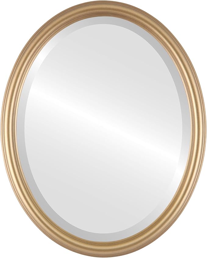 OVALCREST Oval Beveled Wall Mirror for Home Decor - Saratoga Style - Desert Gold - 18x22 Outside Dimensions