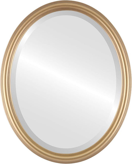 OVALCREST Oval Beveled Wall Mirror for Home Decor - Saratoga Style - Desert Gold - 18x22 Outside Dimensions