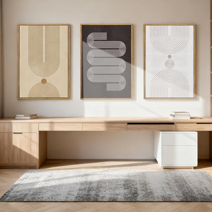 Anyzal Modern Minimalist Wall Art Large Boho Abstract Artwork Neutral Geometric Wall Decor for Living Room Bedroom Dining Room 24x36 Inch Set of 3