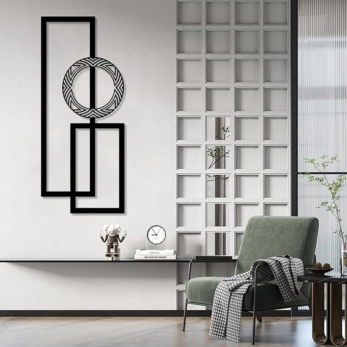 Modern Geometric Metal Wall Art, Modern Metal Wall Decor, Geometric Design Wall Art, Geometric Metal Wall Sculpture, Mid Century Wall Art, Metal Wall Hanging, Office Home Decor, Home Decor (20"x48"|51x121cm, Gold)