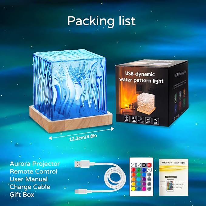 Northern Lights Projector Rechargeable, Aurora Light Projector Luminorthe Cube Lamp Mood Ambient Lighting with 16 Colors and Aurora Drift Effects for Room Decor Teen Girl Gifts Classroom - Cordless