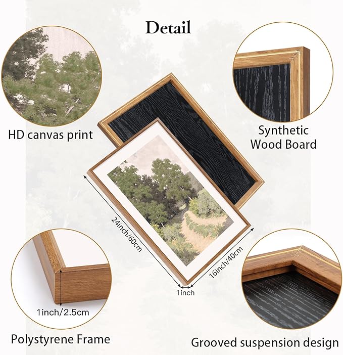 CHDITB Countryside Landscape Framed Canvas Wall Art Set, Nature Inspired Wall Decor, Pathway Art Spiritual Wall Painting, Vintage Art Prints for Living Room, Bedroom, Office - Large Size 16"x24"x3