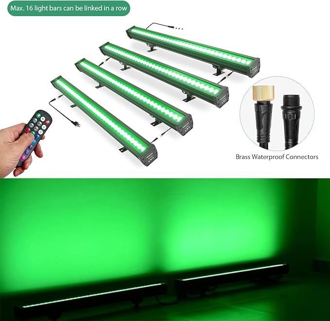 Linkable LED Wall Washer Light with RF Remote, 144W RGBW Color Changing LED Linear Light Bar, AC120V 40" Waterproof RGB Wall Wash Lights for Oudoor & Indoor Lighting Projects, ETL Certified