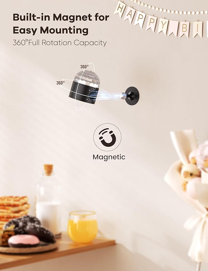 Joyzy Dynamic Wall Light Battery Operated Color Changing Disco Lights Two-Headed Wall Mounted Lighting for Bedroom, Remote and Touch Control Wall Sconce Lamps with Wireless Led