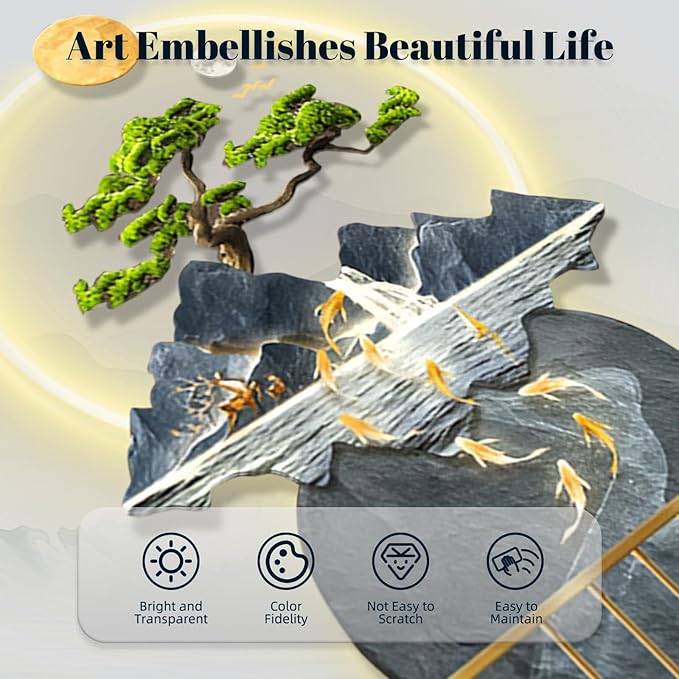 LED Light Decor Wall Art, 3D Art Wall Decor with Light, Decors Walls Sculptures Large 3D Art, Decors Walls Sculptures Lighting Modern, Plug-in Power Supply, Blue B, 19x39IN