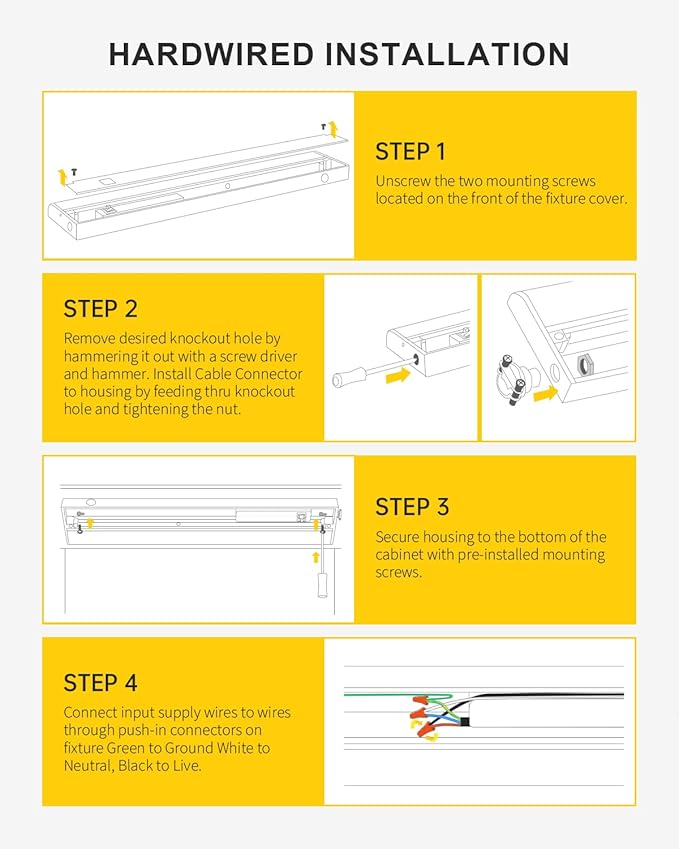 12 Inch LED Under Cabinet Lighting, Hardwired & Plug in, Linkable, Dimmable, 3CCT Selectable Kitchen Cabinet Light, CRI93