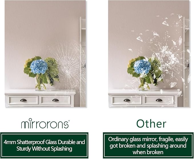 Mirrorons Frameless Wall Mirror 18" x 24", Modern Rectangle Bathroom Mirrors for Wall with Polished Edge, Horizontally or Vertically. Upgraded Shatterproof Mirror, Entryways, Bathroom, Gym.