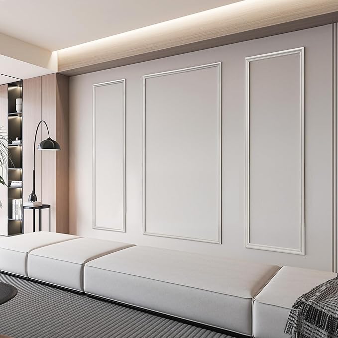 Art3dwallpanels Pre Cut Wall Molding Set of 3 pcs, Ready to Assemble Wainscoting Panels for Interior Wall Décor Living Room Bedroom Installed with Glue, 3 Frames