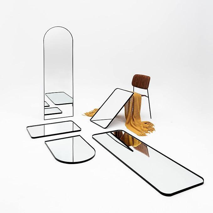 Modern Large Wall Mirror, Modern Mantel Minimalist Home Decor, Brushed Gold Metal Framed Arched Mirror for Living Room, Bedroom, Fireplace, Mantle, Entryway, Bathroom, 36" x 24", Gold