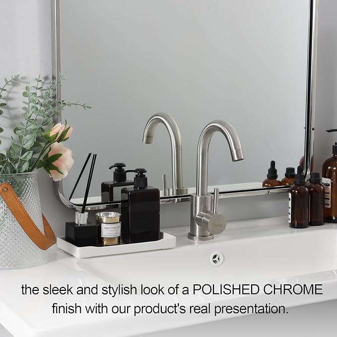 ANDY STAR Chrome Bathroom Mirror, 30x36’’ Rounded Rectangle Mirror Polished Silver Bathroom Vanity Mirror Metal Framed, SUS304-Anti-Rust, Tube Frame, Wall-Mounted Horizontal/Vertical 1’’ Deep