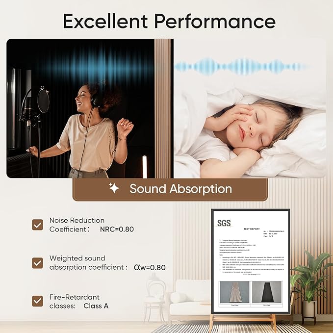 2 Pack Wood Slat Acoustic Panels for Wall and Ceiling, 94.49"×12.80" Soundpoof Wooden Wall Panels for Interior Wall Decor, 3D Fluted Sound Absorbing Panel - Deep Walnut