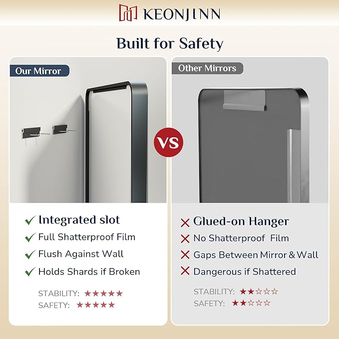 Keonjinn Black Mirror for Bathroom Sink, 24 x 30 Inch Sandblasted Finish Aluminum Wall Mirrors, Matte Black Rectangle Farmhouse Mirror with Shatterproof HD Tempered Glass, Anti-Rust Metal Frame