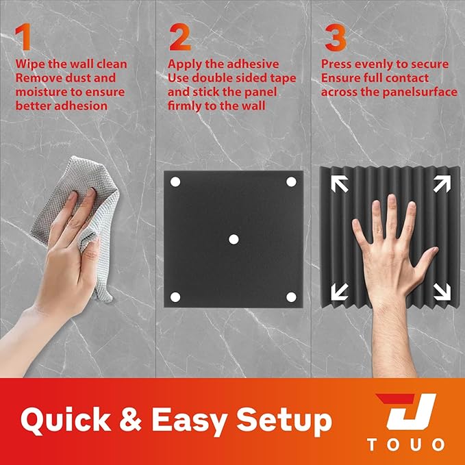 12 Pack Acoustic Panels – Sound Proof Foam Panels for Wall 12"x12"x2", Flame Retardant Wedge Acoustic Foam, High-Density Sound Absorbing Panels for Home Studio(Black, 2" Thick 12 Pack)