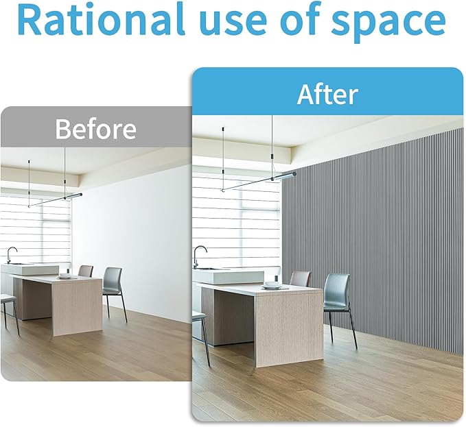 Art3d 4-Pack Glue-On Fine Bar Wainscoting Panel for Interior Wall Decor - 104 x 12 Inch Polystyrene Ultralight Slim Slat Wall Panels for Living Room Bedroom, Weathered Teak