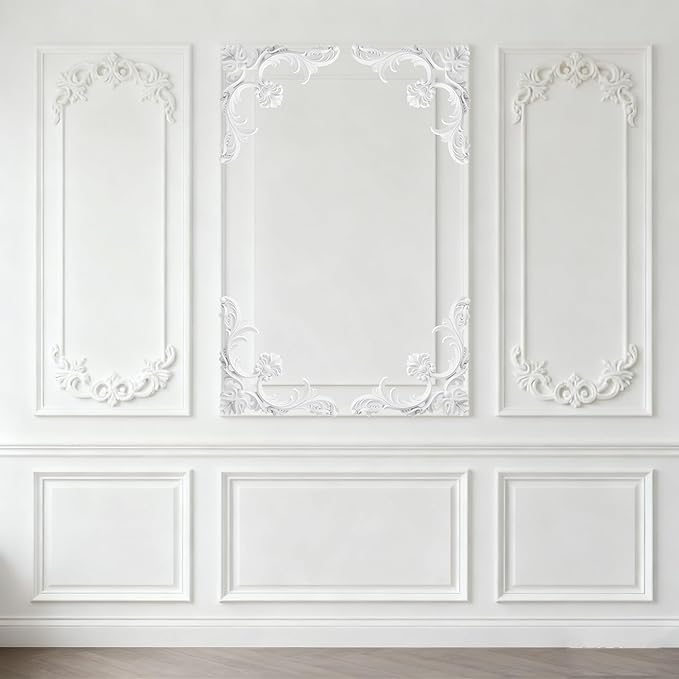 4 Pack Ceiling Molding Kit - 13.4'' x 13.4'' French Style Corners Murals Trim Accent Wall Decor with Flowers Pattern Decorative Panels for Christmas Fireplace Medallion Wall Cabinet Staircase DIY