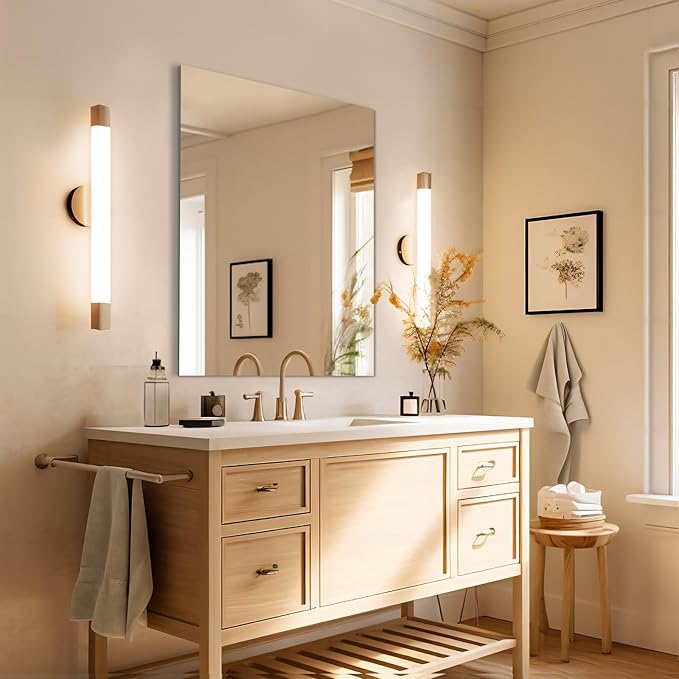 Mirrorons Bathroom Mirror 28"×36", Modern Bathroom Vanity Mirror, Frameless Mirror with Polished Edge for Bedroom, Living Room, Entryway, Shatterproof (Horizontal/Vertical)