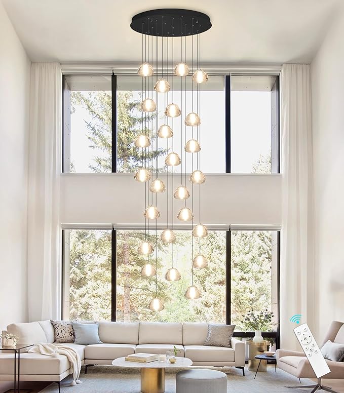 177'' Long Large Crystal Chandeliers 25-Lights LED Chandeliers for High Ceiling Handing Light Fixture for Hallway Foyer Staircase