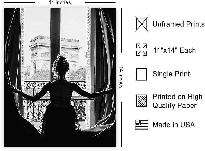 Poster Master Vintage Photograph Poster - Retro Minimalist Print - Girl In The Open Window, Black & White, Simple - 11x14 UNFRAMED Wall Art - Gift for Artist, Friend - Wall Decor for Living Room, Dorm