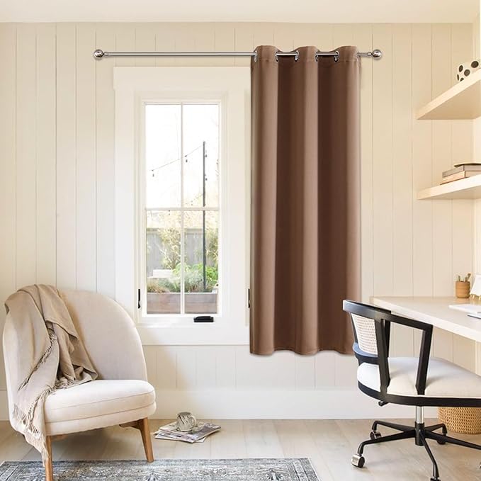 ChrisDowa Grommet Blackout Curtains for Bedroom - Thermal Insulated Room Darkening Curtains for Living Room (1 Panel Set, Cappuccino, 42W x 63L)