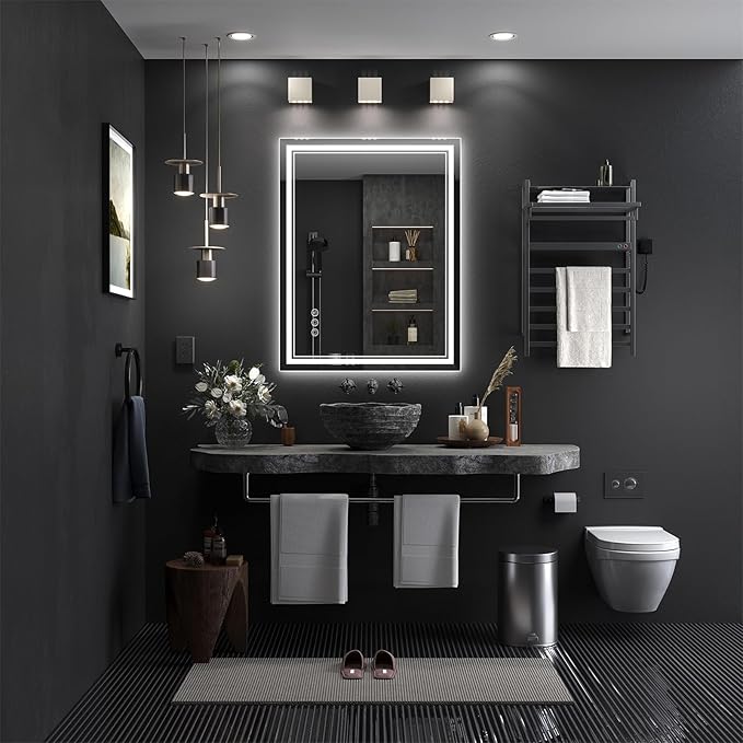 28x36 Inch LED Bathroom Mirror with Frontlit & Backlit（Independent Control）, Lighted Mirror for Bathroom Wall with 3-Color Dimmable & Anti-Fog, Vanity Mirror with Lights