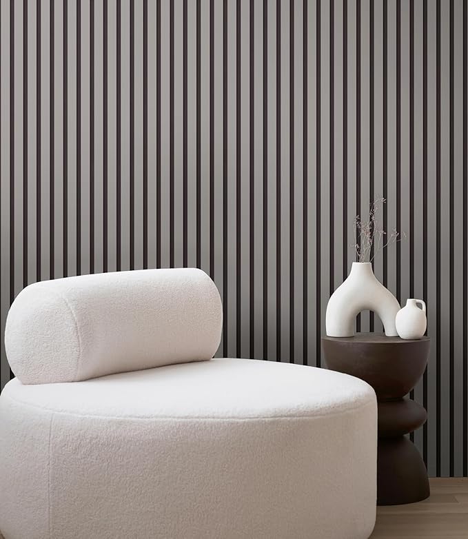 A.S. Création Non-Woven Wallpaper with Wall Panel Motif 0,53 x 10,05 m - Grey Anthracite Black - Wood Look Wallpaper Made in Germany - 786284