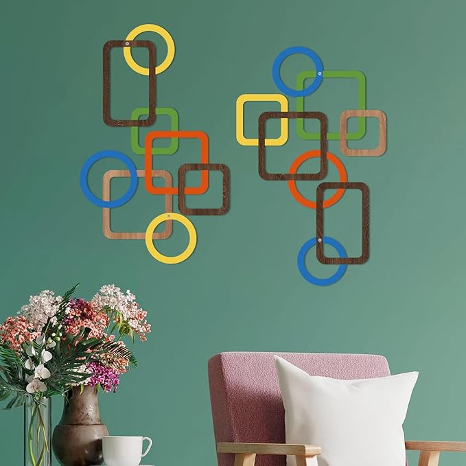 2 Pcs Metal Abstract Wall Decor, Minimalist Lines Wall Hanging Art Painting, Modern Geometric Black Wall Sculpture Suitable for Home Office, Hotel Living Room, Bedroom and other Home Decoration