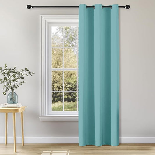 ChrisDowa Blackout Curtains 84 inches Long for Bedroom - Grommet Thermal Insulated Room Darkening Curtains for Living Room (1 Panel, Aqua, 42 x 84 Inch)