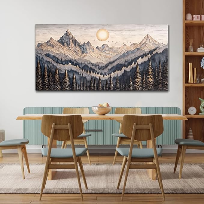 MHARTK66 Abstract Mountain Landscape Wall Painting Wall Art For Living Room Bedroom Wall Decor Office Modern Pictures Wall Decor Sunrise Forest Large Canvas Prints Hanging Modern Home Decorations