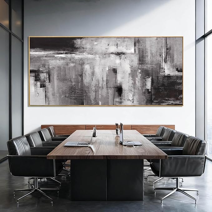 Abstract Canvas Wall Art Grey Home Wall Decor Neutral Framed Prints 32"x70" Artwork for Bedroom Kitchen Pictures Office Art