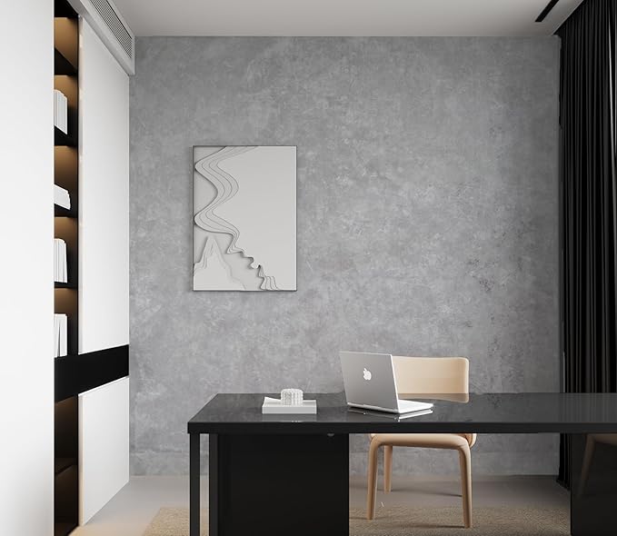 JSEVEM 16"×118" Air Guide Design Extra Thick Light Grey Concrete Wallpaper Peel and Stick Industrial Gray Concrete Contact Paper Vinyl Glossy Textured Faux Self Adhesive Cement Sticker for Countertop