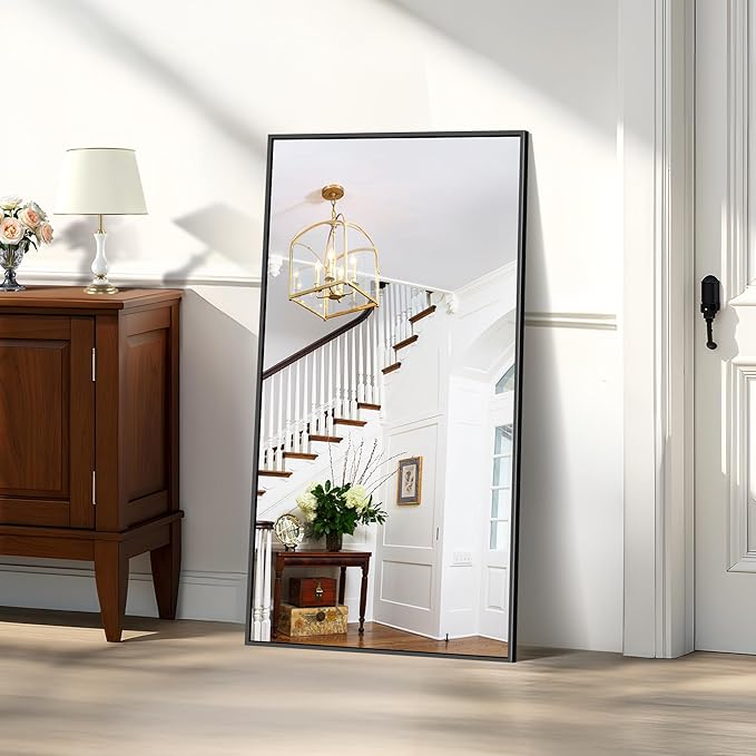 KOCUUY Black Bathroom Mirror, 24x48 Inch Rectangle Mirror for Over Sink, Modern Decorative Wall Mirror for Bedroom Living Room Bathroom, Hang Horizontal/Vertical