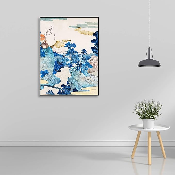 OKRA Utagawa Kuniyoshi Canvas Wall Art Mount Fuji Night View Poses Poster Japanese Ukiyo-E Woodcut Art Animal Nature Landscape Poster Japanese Classic Wall Decor Unframed 20×30in/50×75cm