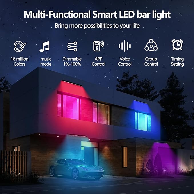 Smart LED Linear Wall Washer Light Bar, 40 Inch Bluetooth Multi-Mount Pendant Light Versatility Hanging Fixtures, RGBCW 5 * 36W Dimmable Chandelier for Wall Washing, Adjustable Heigh