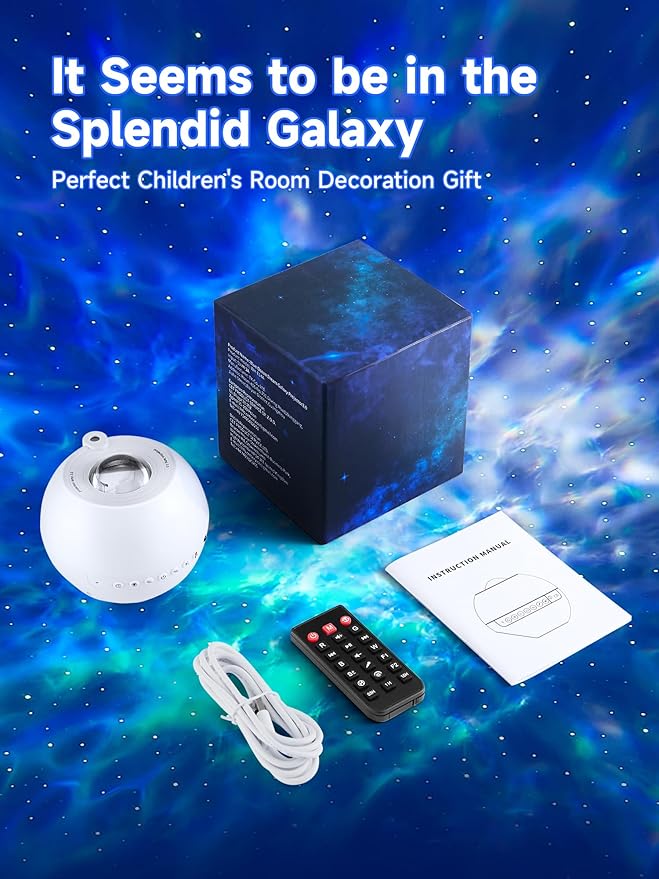 One Fire Galaxy Projector for Bedroom Christmas Gifts for Teen Boys Gifts Women Gifts for Teenage Girls 15 Colors+ 15 White Noise+ Bluetooth Star Projector Night Light for Kids Room Decor Lava Lamp