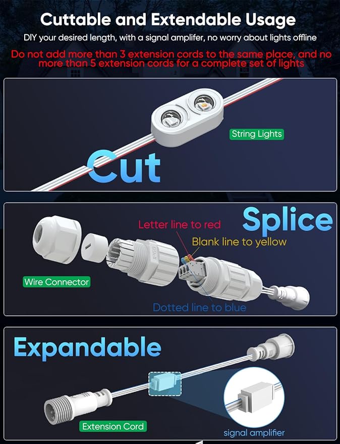 APPECK Permanent Outdoor Lights Pro 200ft, 144W RGBCW Eaves Lights with 144 LED Lights, 80lm, Cuttable, 111 Scene Modes, IP67 Waterproof Lighting for Halloween Decoration, Work with Alexa, White