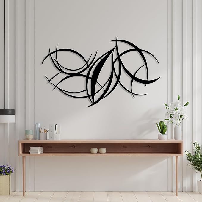 Abstract Metal Wall Art, Modern Wall Decor, Minimalist Line Sculpture, Geometric Wave Artwork, Large Mid Century Wall Hanging, Luxury Style Sculpture, Creative Home and Office Wall Sign, Gift for Home