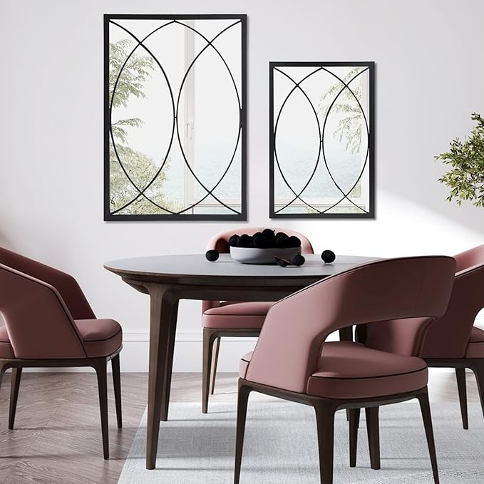 Black Rectangle Wall Mirror, Farmhouse Decorative Mirror for Entryway, Living Room, Bedroom, Hallway, Fireplace, Accent Wall Decor (Black2, 29.5'' x 20'')